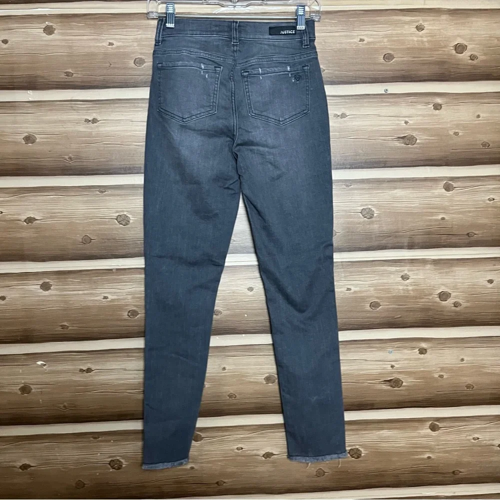 5/$30 Justice girl skinny mid‎ rise distressed gray jeans size 16